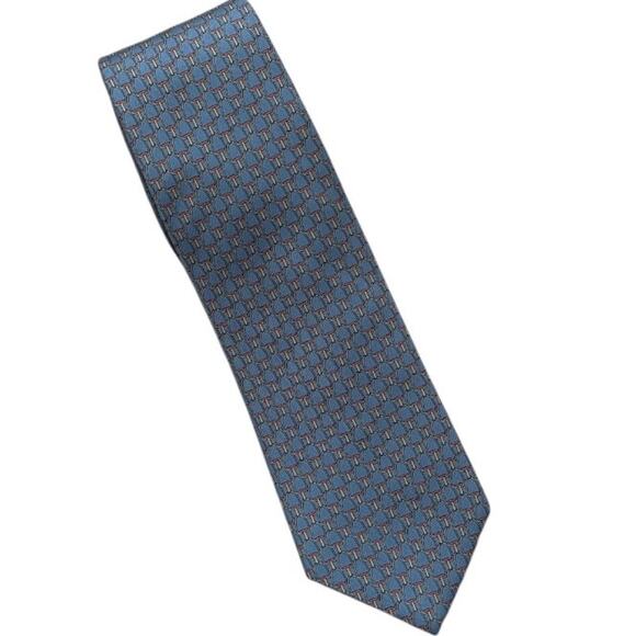 Brooks Brothers Men’s Silk Tie Equestrian Stirrups Print Blue 3.25” Classic - Picture 1 of 4